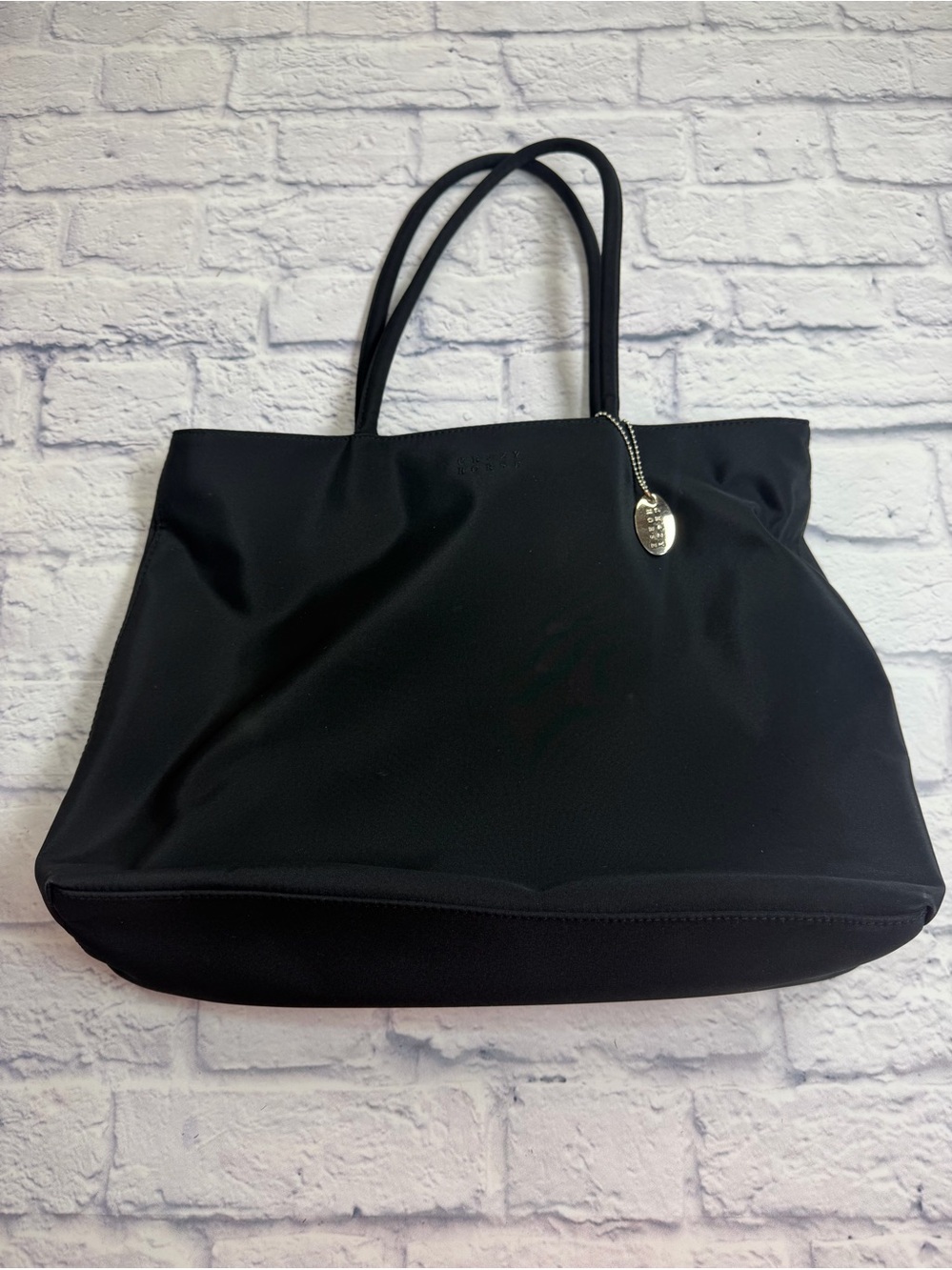 Crazy Horse by Liz Claiborne Classic Black Tote with Polished Charm